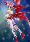  ass bare_shoulders bat_wings breasts capcom demon_girl elbow_gloves gloves headwings leotard lilith_aensland pantyhose red_eyes short_hair succubus vampire_(game) wings 
