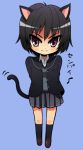  1girl amagami animal_ears bad_id black_hair cat_ears chibi nanasaki_ai school_uniform short_hair tail yonayo 
