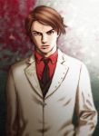  1boy bad_id highres jacket male necktie realistic red_hair solo umineko_no_naku_koro_ni ushiromiya_battler vis 