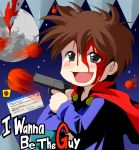  blood brown_hair cape error_message food fruit gun happy i_wanna_be_the_guy kurosuema moon night save_point short_hair smile spikes star the_kid weapon windows 