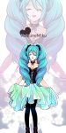  alternate_hairstyle bad_id blue_hair closed_eyes hatsune_miku highres makeup nyon pantyhose thigh-highs vocaloid 