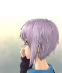  and brown_eyes glasses highres nagato_yuki purple_hair short_hair sleeves_past_wrists suzumiya_haruhi_no_yuuutsu 