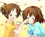  closed_eyes food happy heart hirasawa_ui hirasawa_yui ice_cream k-on! multiple_girls paco siblings sisters smile 