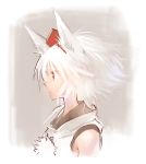  1girl animal_ears hat inubashiri_momiji matsuda_(matsukichi) profile red_eyes short_hair solo tokin_hat touhou white_hair wolf_ears 