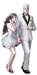  1boy 1girl black_hair bowtie brother_and_sister cherie_polnareff dress formal grey_hair highres holding_hands jean_pierre_polnareff jojo_no_kimyou_na_bouken ot_(dog_wasd) siblings suit tutu 