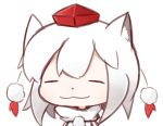  :3 animal_ears chibi closed_eyes hat inubashiri_momiji nuu_(nu-nyu) tagme tokin_hat touhou white_background white_hair 