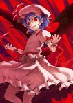  1girl abe_ranzu bat_wings bow hat hat_bow lavender_hair pointy_ears red_eyes remilia_scarlet short_hair solo touhou wings 