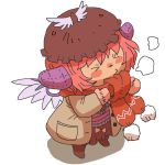  &gt;_&lt; 1girl animal_ears blush_stickers coat cold dress earmuffs hat mystia_lorelei onikobe_rin pink_hair scarf short_hair solo touhou wings winter_clothes 