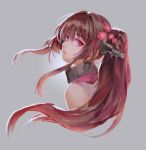  1girl brown_hair flower hair_flower hair_ornament kantai_collection kzcjimmy long_hair ponytail upper_body violet_eyes yamato_(kantai_collection) 