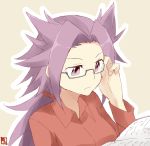  adjusting_glasses glasses jun&#039;you_(kantai_collection) kantai_collection purple_hair souji violet_eyes 