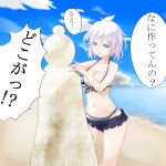 1girl bikini highres kosegawa_shiromi saki sand_sculpture swimsuit wawawa_(hisuterisisusa) 