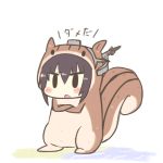  1girl black_hair blush_stickers crossed_arms hairband headgear inishie kantai_collection nagato_(kantai_collection) open_mouth solo squirrel squirrel_costume tail 