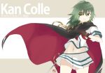  cape eyepatch gloves green_eyes green_hair kantai_collection kiso_(kantai_collection) navel skirt souji sword weapon 
