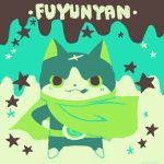  cape cat character_name fang full_body fuyunyan hands_on_hips limited_palette no_humans scar solo standing star twitter_username umi_(srtm07) youkai youkai_watch 