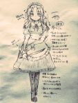  1girl dress long_hair maid maid_headdress monochrome ribbon sketch solo sword touhou touhou_(pc-98) traditional_media wadante weapon yumeko 