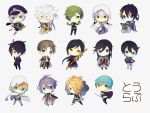  &gt;_&lt; 6+boys :&gt; aqua_hair black_hair blonde_hair blue_eyes brown_hair chibi eyepatch green_eyes green_hair hat heiwa_(murasiho) heshikiri_hasebe hood horikawa_kunihiro hotarumaru ichigo_hitofuri izumi-no-kami_kanesada japanese_clothes kasen_kanesada kogitsunemaru male_focus mikazuki_munechika military military_uniform multiple_boys purple_hair shishiou shokudaikiri_mitsutada silver_hair smile sword tarou_tachi touken_ranbu tsurumaru_kuninaga uguisumaru uniform weapon yamanbagiri_kunihiro yellow_eyes 