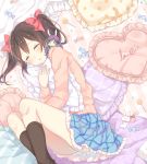  2girls :3 black_hair long_hair love_live!_school_idol_project minigirl multiple_girls nerunnn purple_hair rabbit red_eyes short_hair sleeping toujou_nozomi twintails yazawa_nico 