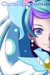 1girl blue_eyes blue_hair character_name cure_mermaid earrings go!_princess_precure hair_ornament highres jewelry kaidou_minami long_hair looking_at_viewer multicolored_hair nishi_koutarou out_of_frame portrait precure purple_hair smile solo two-tone_hair 