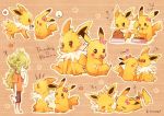  1boy heart jolteon kabocha_torute kiss pikachu pokemon pokemon_(creature) pokemon_(game) sleeping 
