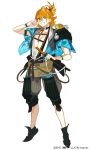  1boy absurdres artist_request company_name dated full_body green_eyes grin highres jpeg_artifacts katana looking_at_viewer male_focus official_art sheath sheathed simple_background smile solo standing sword touken_ranbu turtle urashima_kotetsu wakizashi weapon white_background 