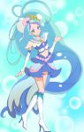  blue_eyes blue_hair blush cure_mermaid dress go!_princess_precise kaidou_minami long_hair magical_girl ponytail 