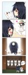  1girl 4koma :&gt; =_= =v= all_fours alternate_costume black_hair brown_eyes comic detached_sleeves dress fashion hat heart highres karla_featherstone magazine official_art one_eye_closed open_eyes open_mouth orz silent_comic smile solo sun_hat sundress thigh-highs vinty wardrobe without_within 