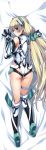  1girl absurdres angela_balzac armpits ass blonde_hair blue_eyes bodysuit boots breasts covered_navel dakimakura elbow_gloves gloves highres huge_filesize kneehighs large_breasts long_hair looking_back low_twintails lying on_stomach rakuen_tsuihou saitou_masatsugu scan smile solo thigh_strap twintails very_long_hair 