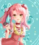  1girl amber_eyes anessa_rossetti buddy_complex pink_hair ribbon solo twintails 