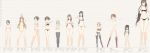  6+girls agano_(kantai_collection) artist_request black_hair glasses hairband hatsuyuki_(kantai_collection) height_chart height_difference highres kantai_collection katori_(kantai_collection) kuma_(kantai_collection) long_hair multiple_girls nagara_(kantai_collection) ooyodo_(kantai_collection) panties panties_under_pantyhose pantyhose ryuujou_(kantai_collection) sendai_(kantai_collection) tenryuu_(kantai_collection) underwear yamato_(kantai_collection) yuudachi_(kantai_collection) 