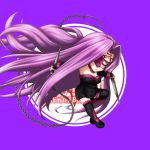 chain chibi fate/stay_night kuena long_hair mask rider_(fate/stay_night) violet_hair warrior 