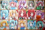  1girl :3 =&lt; ahoge alice_margatroid alice_margatroid_(pc-98) animal_ears bare_shoulders bat_wings black_hair blonde_hair blue_eyes blue_hair blush book book_hug bow braid cat_ears character_doll cirno colored_pencil_(medium) fox_tail front_ponytail green_eyes green_hair hair_bobbles hair_bow hair_ornament hair_ribbon hairband hat head_wings holding holding_book hong_meiling houraisan_kaguya ice ice_wings ichikawa_tsurugi index_finger_raised intertwined_tails kaenbyou_rin kagiyama_hina kawashiro_nitori koakuma konpaku_youmu long_hair marker_(medium) multiple_shikishi multiple_tails necktie open_mouth pastel_(medium) patchouli_knowledge pink_eyes pink_hair purple_hair rabbit_ears red_eyes redhead reeds reisen_udongein_inaba reiuji_utsuho ribbon rumia saigyouji_yuyuko shikishi shinki short_hair side_ponytail silver_hair smile sword tail tareme touhou touhou_(pc-98) traditional_media twin_braids violet_eyes weapon wings winking yakumo_ran yellow_eyes 