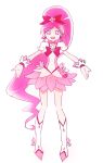  1girl bow cure_blossom female gloves hair_bow hanasaki_tsubomi heartcatch_precure! long_hair magical_girl pink_eyes pink_hair ponytail precure simple_background solo traindraw white_background 