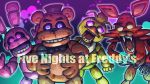  bonnie_(fnaf) chica copyright_name five_nights_at_freddy&#039;s foxy_(fnaf) freddy_fazbear glowing glowing_eyes hono1212 looking_at_viewer pink_eyes 