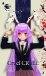  animal_ears blazer blood blood_splatter crying culotte(96) diao_ye_zong_(withered_leaf) finger_gun long_hair looking_at_viewer necktie rabbit_ears rd-sounds red_eyes reisen_udongein_inaba skirt smile touhou violet_eyes 