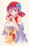  1girl blue_eyes breasts flower hair_flower hair_ornament looking_at_viewer marker_(medium) no_game_no_life redhead solo stephanie_dora traditional_media 