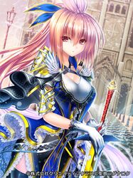  1girl blonde_hair gloves long_hair official_art pochadon red_eyes seiten_ragnarok solo sword weapon 