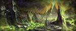  building canon fire green green_fire highres landscape volcano warcraft world_of_warcraft 