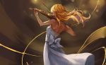  1girl blonde_hair darkers dress highres instrument long_hair miyazono_kawori shigatsu_wa_kimi_no_uso solo violin white_dress 