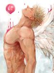  1boy blonde_hair blood bubble caesar_anthonio_zeppeli jojo_no_kimyou_na_bouken shirtless shishimaru_(polar_museum) solo wings 
