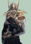  1boy armor blonde_hair helmet long_hair marvel nikumeron solo thor_(marvel) 