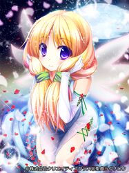  1girl blonde_hair elbow_gloves fairy_wings gloves long_hair pochadon seiten_ragnarok solo violet_eyes wings 