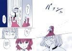  2girls alice_margatroid capelet comic hairband hand_on_own_face kazami_yuuka multiple_girls shiroaisa short_hair slap_mark slapping tearing_up touhou 