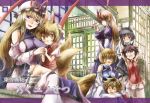  5girls animal_ears blonde_hair brown_hair cat_ears chen fox_ears fox_tail grey_hair mouse_ears mouse_tail multiple_girls multiple_tails nazrin red_eyes tail time_paradox toramaru_shou touhou yakumo_ran yakumo_yukari yellow_eyes yohane younger 