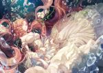  1girl absurdly_long_hair bubble cat_princess closed_eyes code_geass detached_sleeves dress euphemia_li_britannia flower long_hair petals solo underwater very_long_hair 