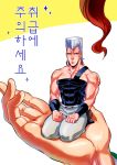  1boy anz grey_hair hands jean_pierre_polnareff jojo_no_kimyou_na_bouken kneeling korean miniboy 