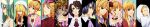  2boys 6+girls absurdres awaji_masaru baby beatrice black_hair blonde_hair blue_eyes brown_hair clair_vaux_bernardus cravat drill_hair gaap green_hair hair_bun hair_down hair_over_eyes hat highres kanon_(umineko) long_image multiple_boys multiple_girls multiple_persona ponytail shannon spoilers umineko_no_naku_koro_ni upper_body ushiromiya_lion wide_image yasu_(umineko) 