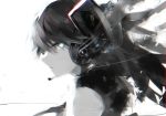  1girl black_hair df=6 grey_eyes greyscale hatsune_miku headset long_hair looking_at_viewer monochrome solo vocaloid 