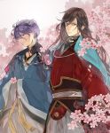  black_hair cherry_blossoms flower izumi-no-kami_kanesada kasen_kanesada long_hair purple_hair subdue_ezwei touken_ranbu tree 