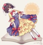  black_hair blue_eyes blush book dress fairy_tales princess short_hair snow_white_(character) 