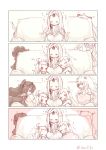  +++ 4koma 5girls :3 ^_^ ahoge airfield_hime closed_eyes closed_mouth comic covered_mouth fumizuki horn horns isolated_island_oni kantai_collection long_hair midway_hime mittens multiple_girls northern_ocean_hime one_eye_closed open_mouth red_eyes seaport_hime shinkaisei-kan silent_comic twitter_username 